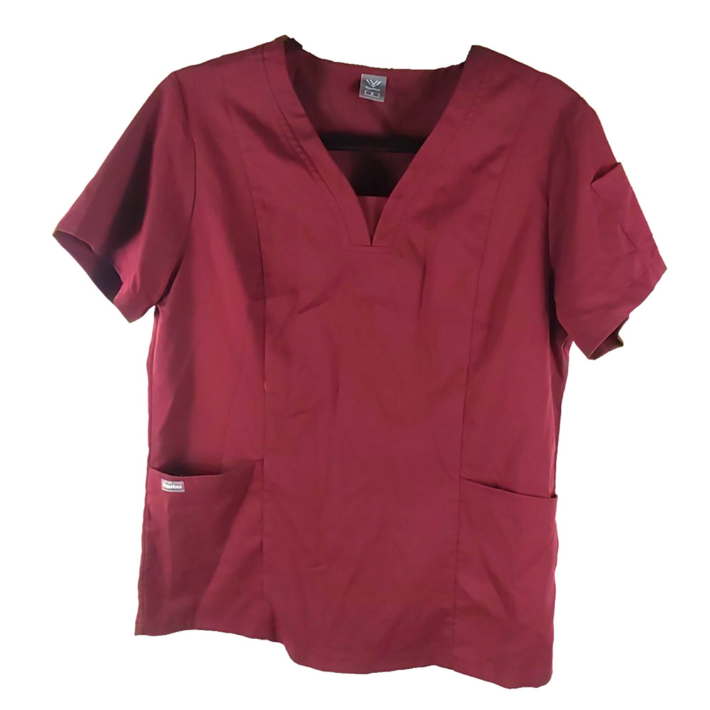 Niaahinn Women's Scrub Top Burgundy Red Maroon Size Small Medical Nursing